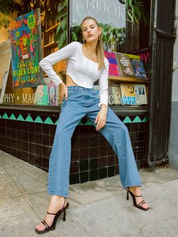 Cider - Rib Stitch Solid Crop Top