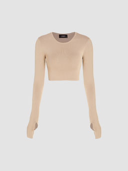 Cider - Solid Bodycon Knitted Crop Top