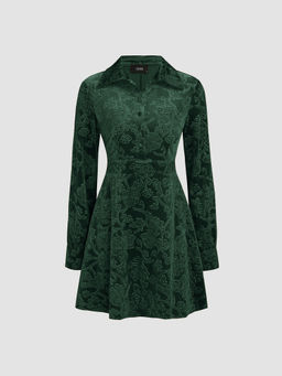 Cider - Floral Jacquard Velvet Mini Dress