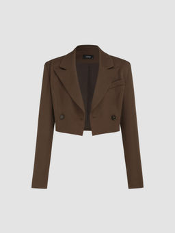 Cider - Solid Collar Crop Blazer