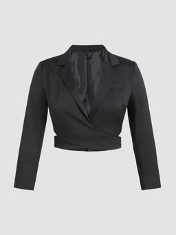 Cider - Collar Solid Cut Out Crop Blazer Curve & Plus