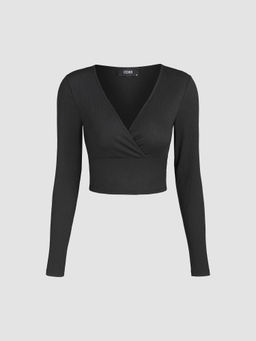 Cider - Solid V-Neck Crop Top