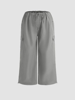 Cider - Solid Low-Rise Parachute Cargo Pants Curve & Plus