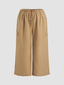 Cider - Solid Low-Rise Parachute Cargo Pants Curve & Plus