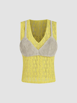 Cider - Two Tone Lace Sleeveless Top