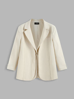 Cider - Dirty Chai Oversized Cream Blazer Curve & Plus