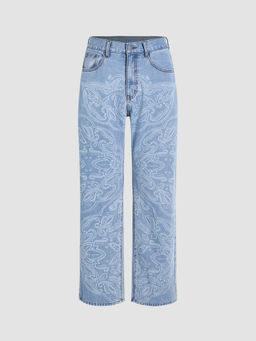 Cider - Unisex Denim All Over Print Straight Leg Trousers