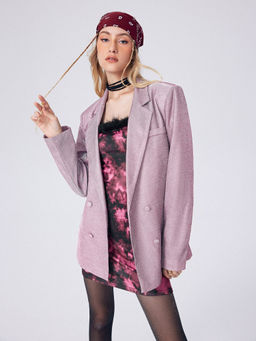 Cider - Glitter Notched Collar Oversized Blazer