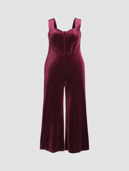 Cider - Velvet Retro Solid Jumpsuit Curve & Plus