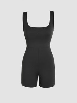 Cider - U-Neckline Solid Ultra Short Playsuit