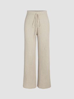Cider - Solid Knotted Knitted Straight Leg Trousers