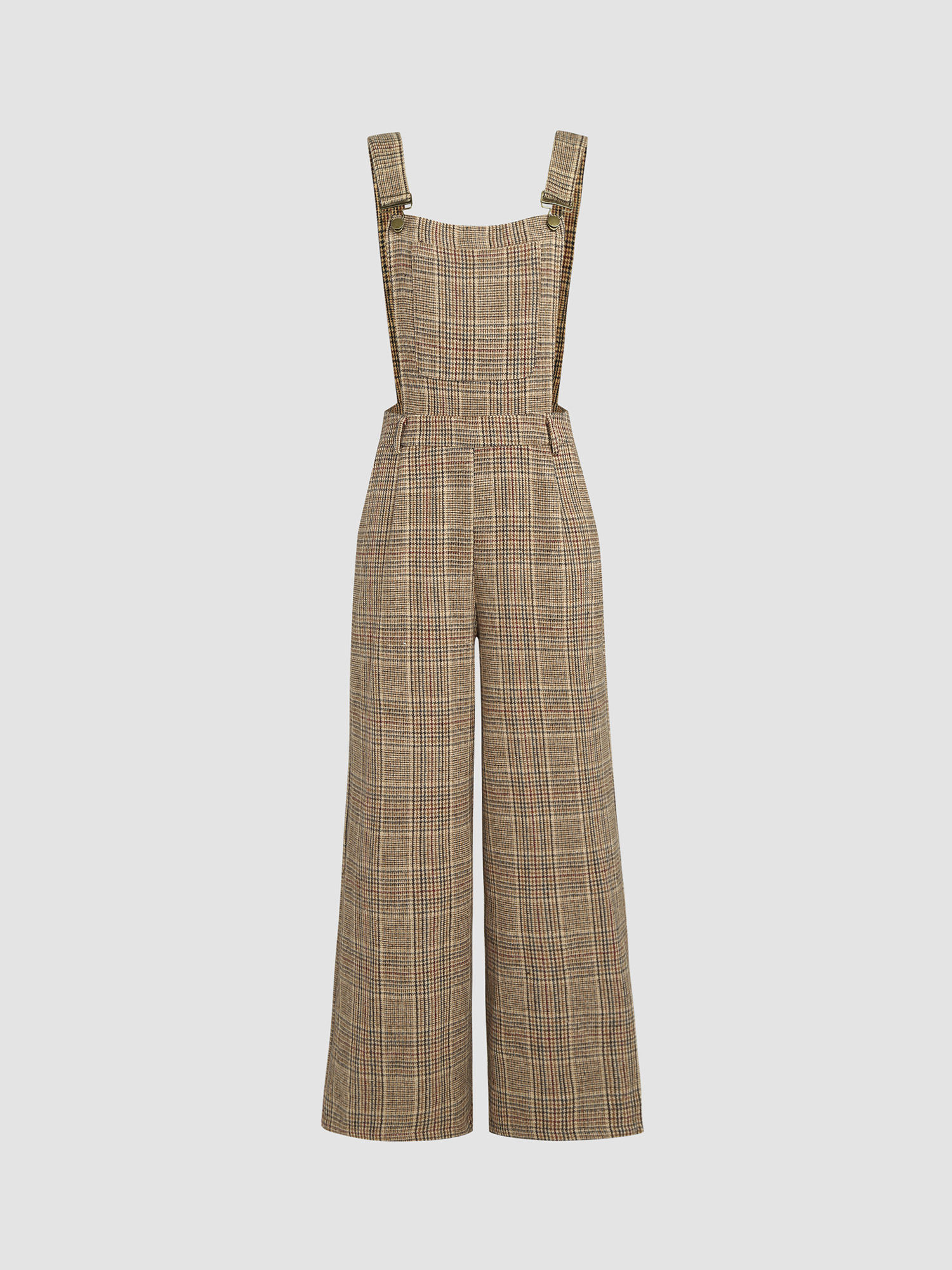 cider Houndstooth Square Neck Buckle Up Jumpsuit ()-picture-20