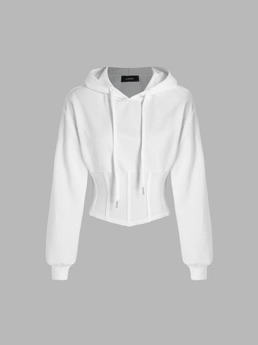 Hoodie Corset Sweater Top Buy Cider Solid Drawstring Corset Hoodie
