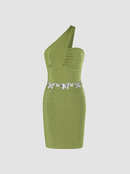 Cider - Asymmetrical Butterfly Detail Knit Mini Dress