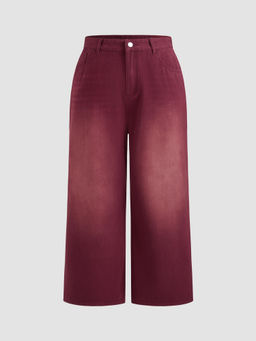 Cider - Denim Solid Pocket Straight Leg Jeans Curve & Plus