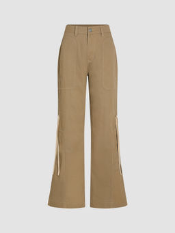 Cider - Denim Stitch Cargo Flared Jeans