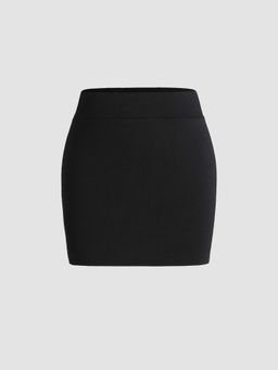 Cider - Solid Slit Mini Skirt