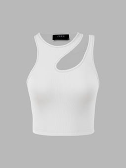 Cider - Solid Asymmetrical Sleeveless Crop Top