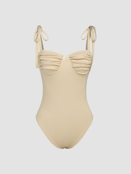 Cider - Shirred Bow Knotted Bodysuit