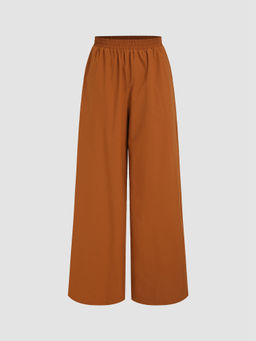 Cider - Solid Elastic Wide Leg Trousers