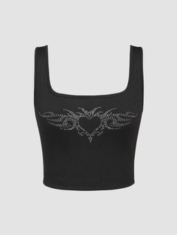 Cider - Rhinestone Cami Crop Top