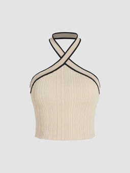 Cider - Contrasting Halter Crop Top