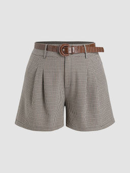 Cider - Houndstooth Pocket Shorts with Belt Curve & Plus