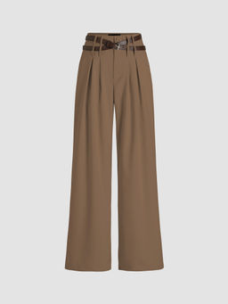 Cider - Solid Belted Straight Leg Trousers