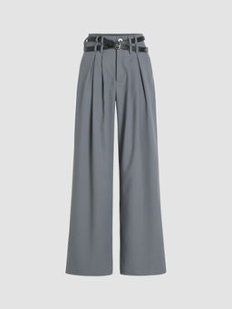 Cider - Solid Belted Straight Leg Trousers