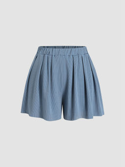 Cider - Solid Elastic Waist Wide Leg Shorts