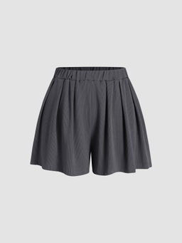 Cider - Solid Elastic Waist Wide Leg Shorts