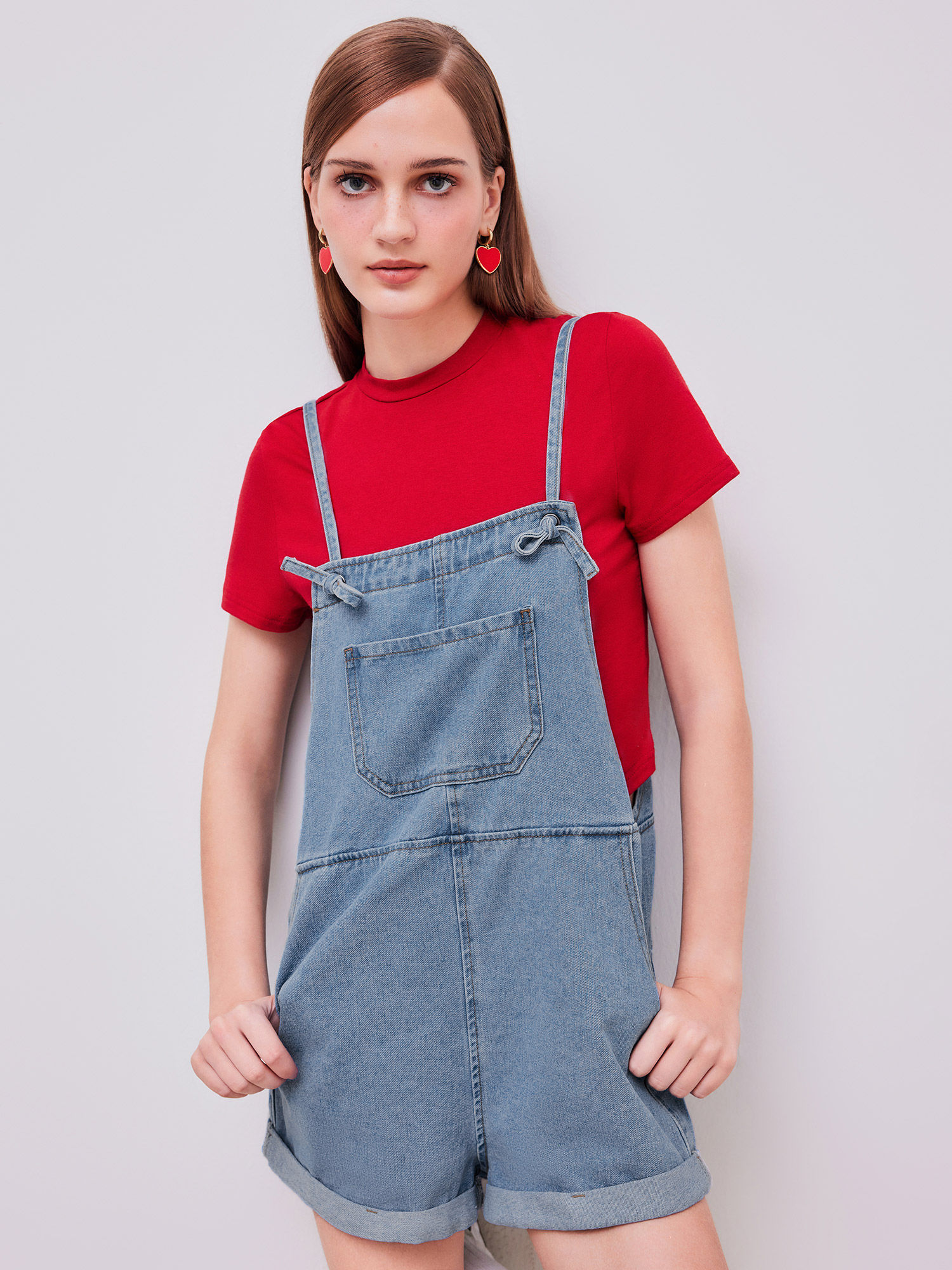 cider Denim Pocket Ultra Short Romper-picture-42