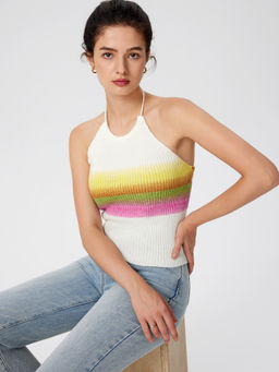 Cider - Colorful Knit Halter Crop Cami Top