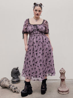 Cider - Square Neck Floral Lace Maxi Dress