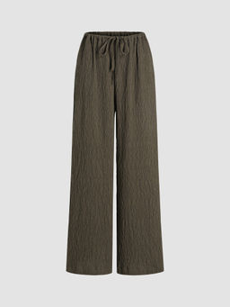 Cider - Texture Drawstring Wide Leg Trousers