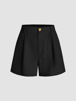 Cider - Mid Rise Solid Button Pocket Shorts