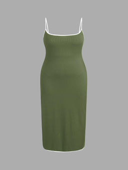 Cider - Contrasting Binding Split Midi Dress Curve & Plus