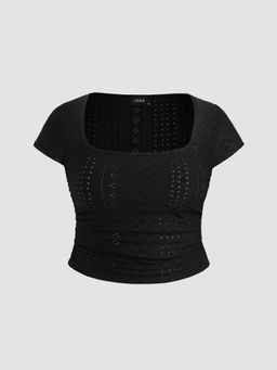 Cider - Lace Ruched Crop Tee Curve & Plus