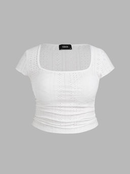 Cider - Lace Ruched Crop Tee Curve & Plus