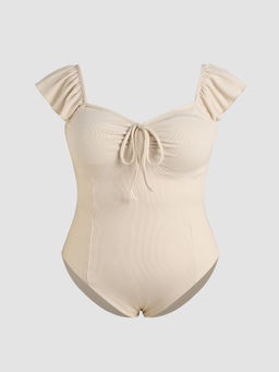 Cider - Ruffle Hem Knotted Bodysuit Curve & Plus