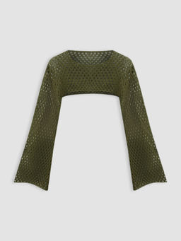 Cider - Midnight Veil Ultra-Cropped Long Sleeve Shrug Curve & Plus