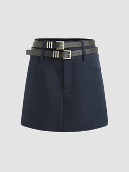 Cider - Double Belted Mini Skirt