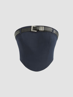 Cider - Belted Zipper Up Crop Tube Top