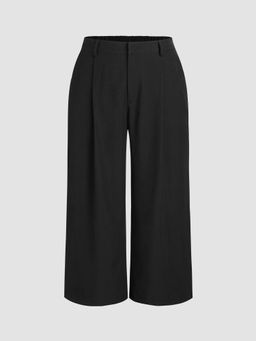Cider - Mid Waist Pleated Pocket Wide Leg Pants Curve & Plus