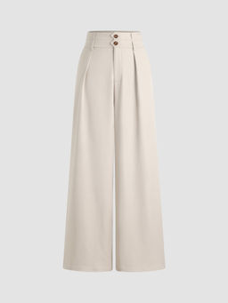 Cider - Button Mid Waist Wide Leg Pants