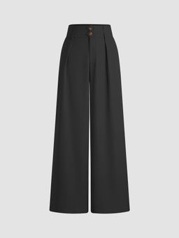 Cider - Button Mid Waist Wide Leg Pants