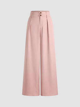 Cider - Button Mid Waist Wide Leg Pants