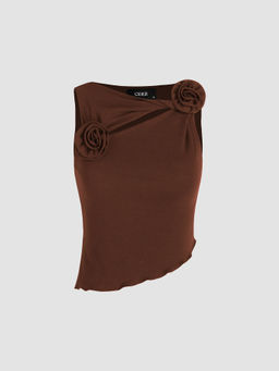 Cider - Rosette Asymmetrical Cut Out Top