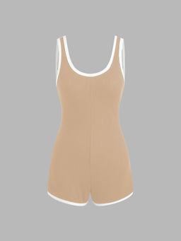 Cider - Scoop Neckline Contrasting Trim Romper