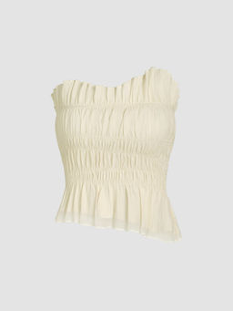 Cider - Asymmetrical Neck Shirred Tube Top